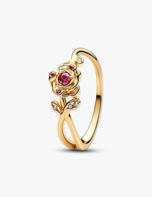 Anillo Pandora de rosa de La Bella y la Bestia de Disney Dorado