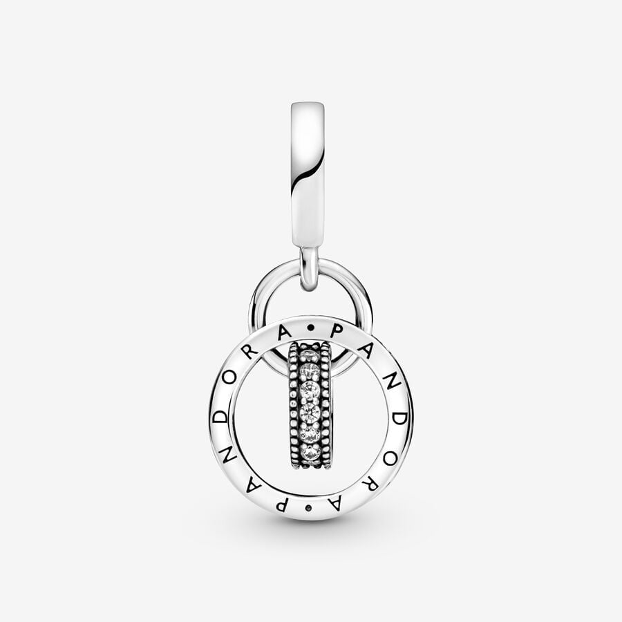 Charm colgante con círculos y logotipo de Pandora