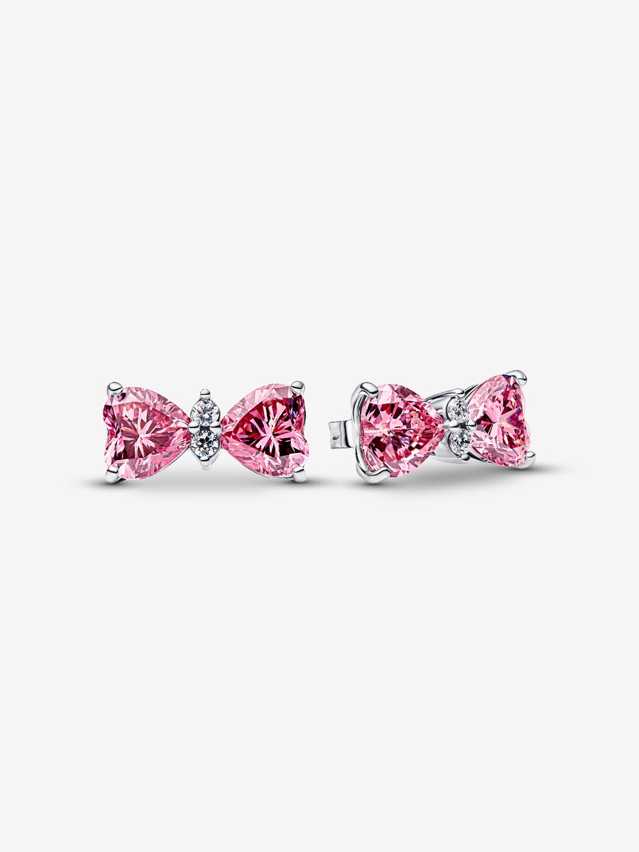 Aretes Pandora Moño Rosa Brillante