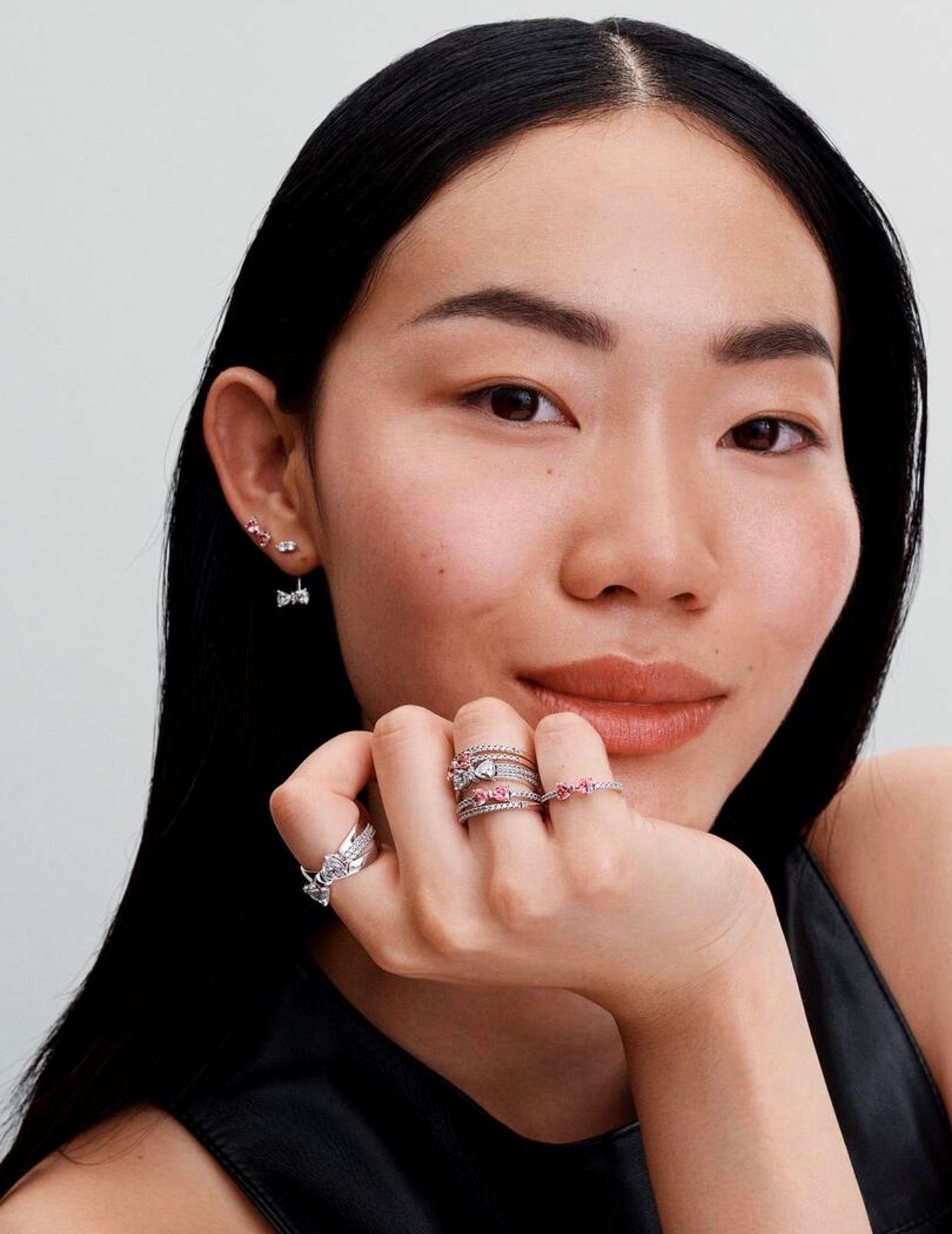 Anillo Pandora Lazo Rosa Brillante