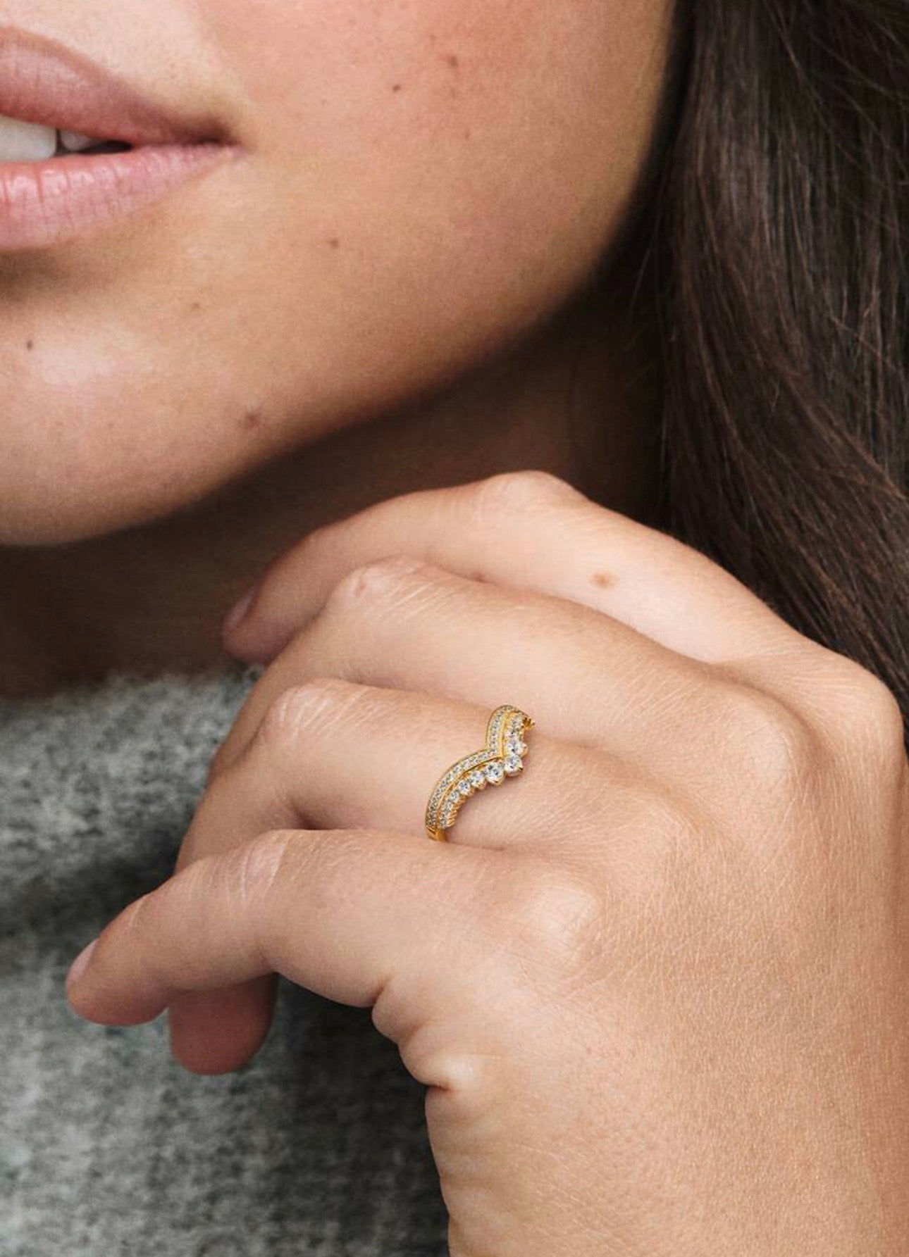 Anillo Pandora Tiara Deseo Dorado
