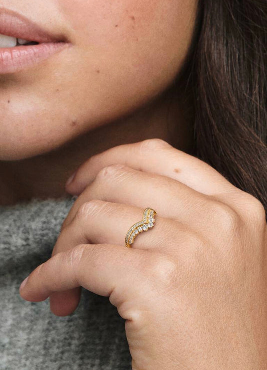 Anillo Pandora Tiara Deseo Dorado