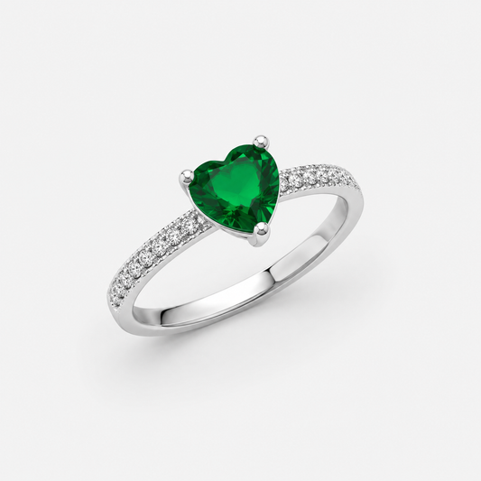 Anillo Pandora Corazón Solitario Verde Clásico