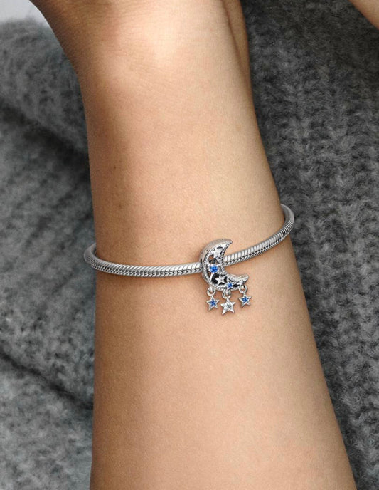 Charm Pandora Luna Con Estrellas Brillantes