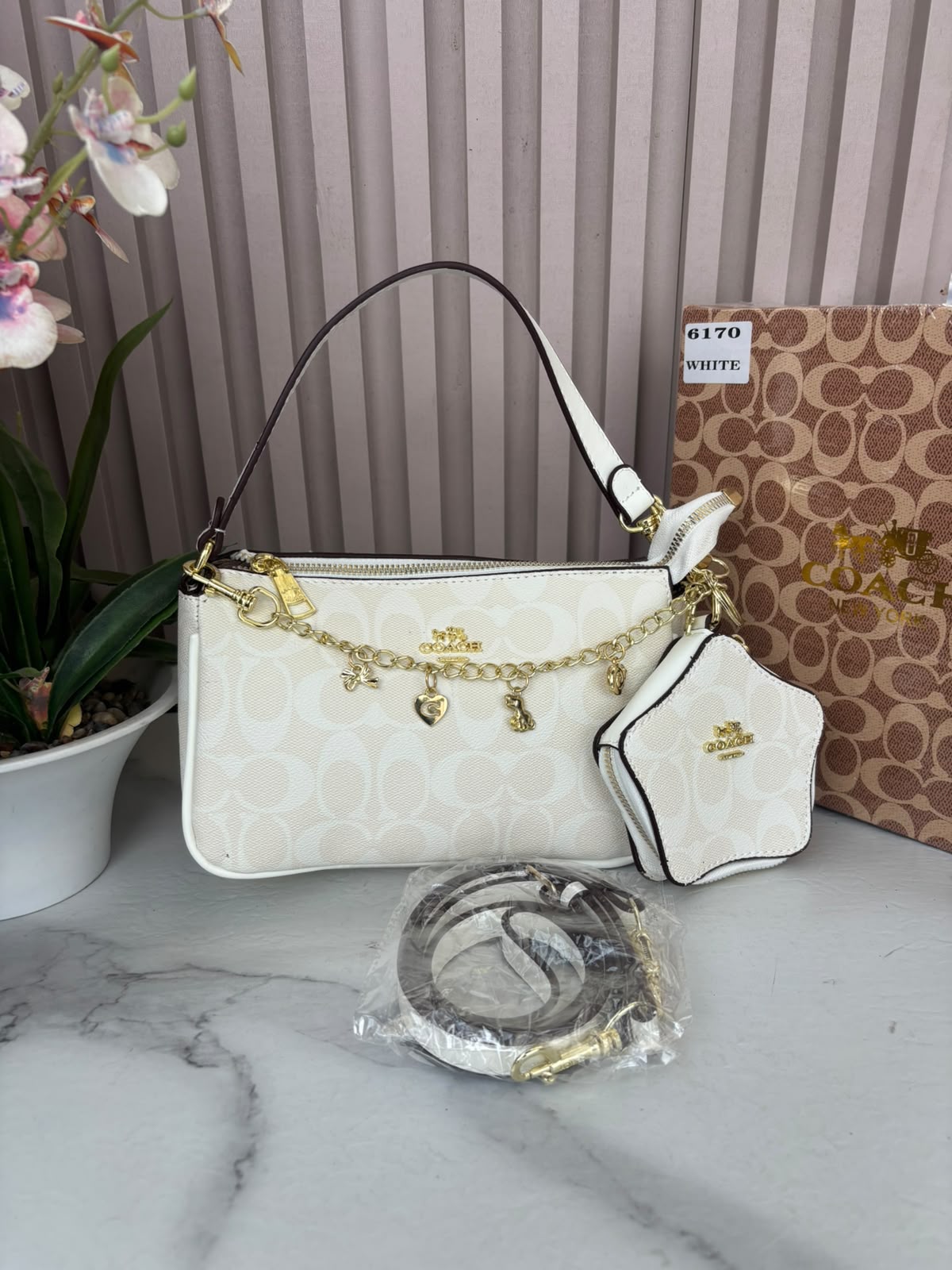 Cartera Coach Nolita Blanca Con Monedero De Estrella (con caja)