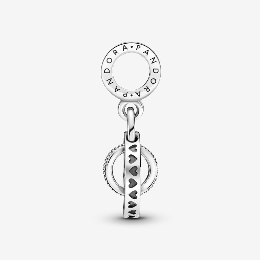 Charm colgante con círculos y logotipo de Pandora