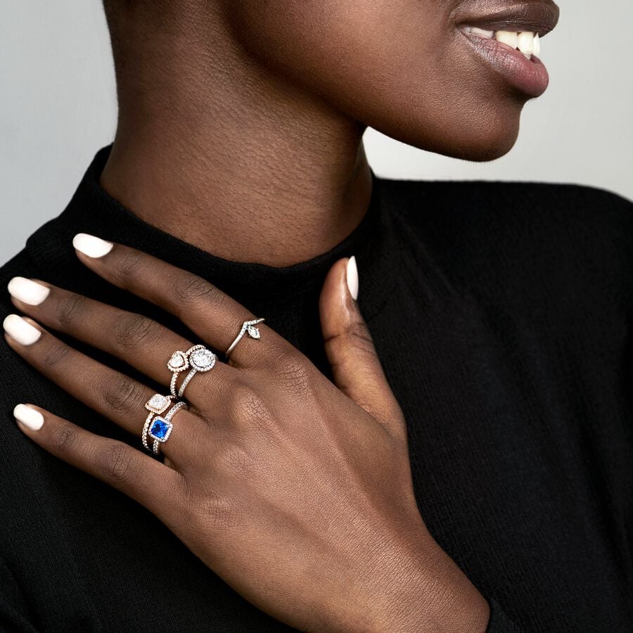 Anillo Pandora Corazón Blanco Brillante en Rose Gold