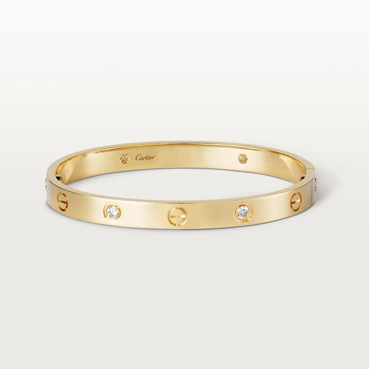 Pulsera Cartier Love Dorada Con 4 Diamantes