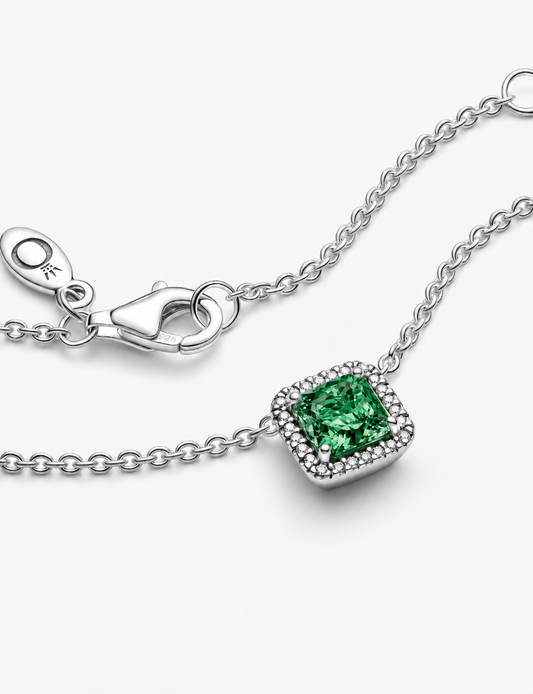 Collar Pandora Cuadrado Elegancia Atemporal Verde