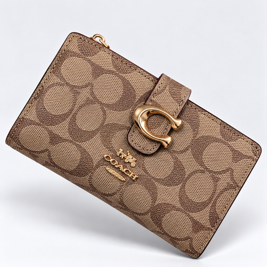Monedero Mediano Coach Tabby En Color Café Con Herraje Dorado Con Caja