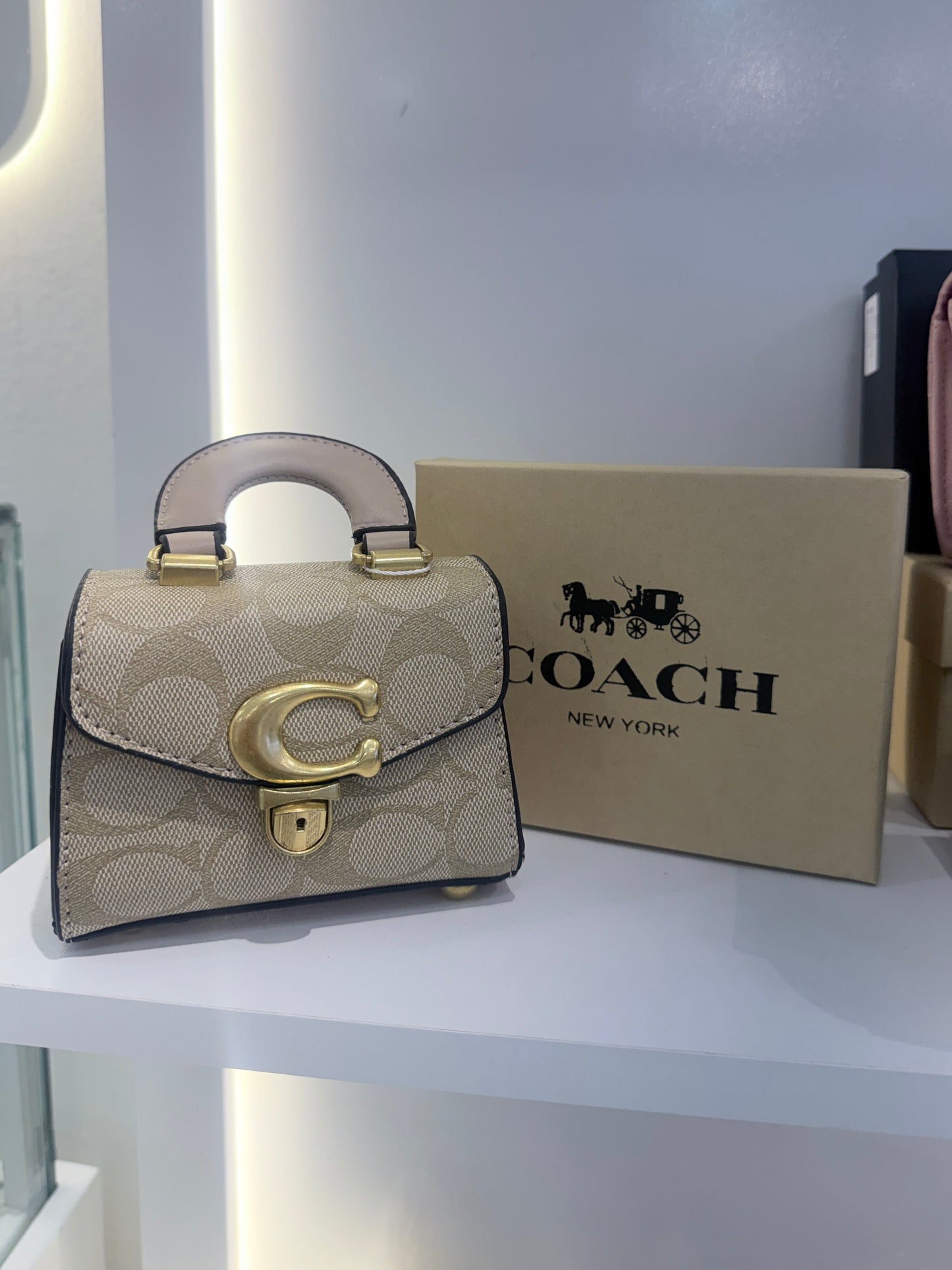 Cartera Mini Coach Sammy Top Handle 12 Khaki Con Caja