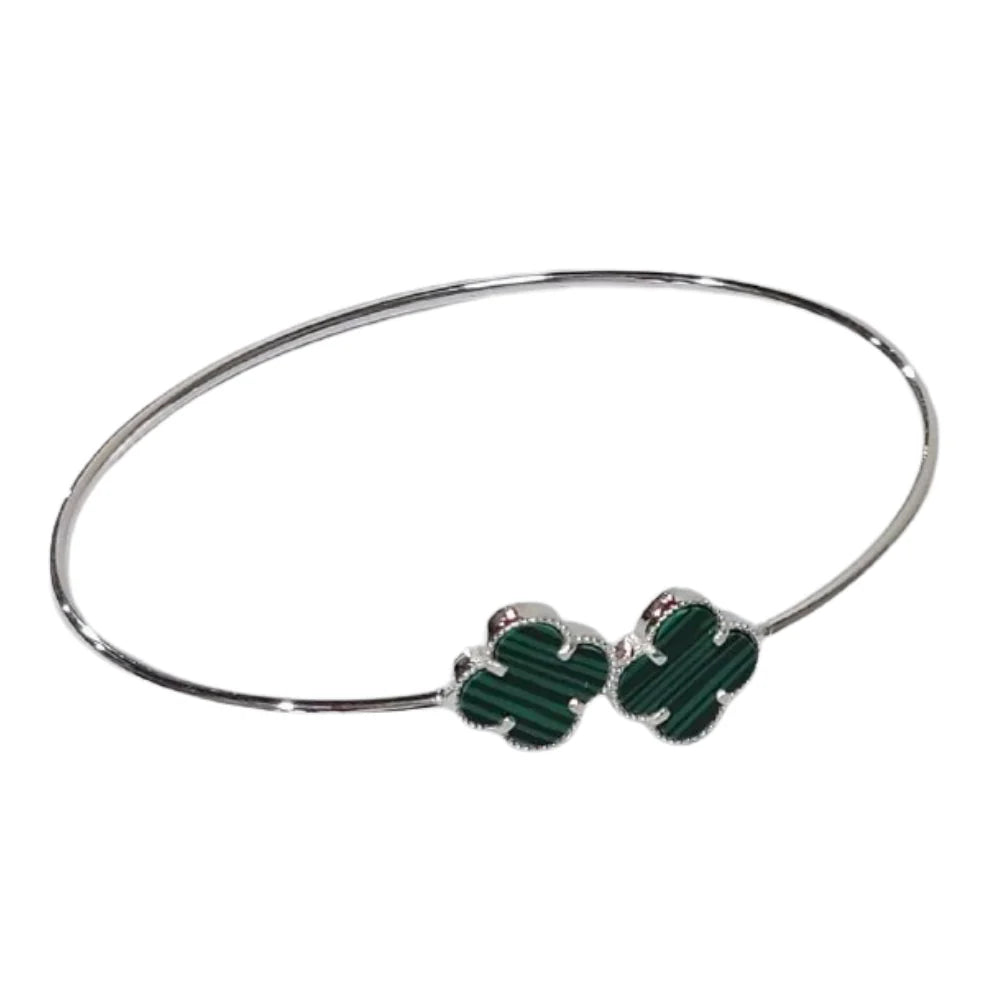 Brazalete Van Cleef Rígido Verde En Plata
