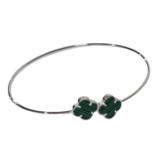 Brazalete Van Cleef Rígido Verde En Plata