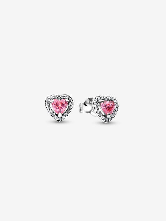 Aretes Pandora Corazones en Relieve Rosa