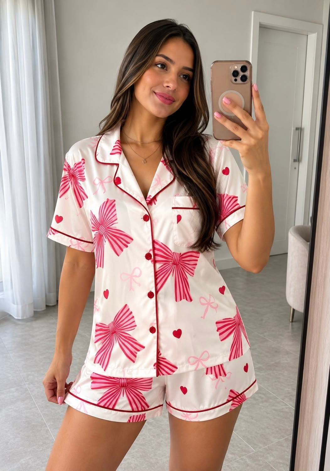 Pijama de Victoria’s Secret con Short de moños rosas