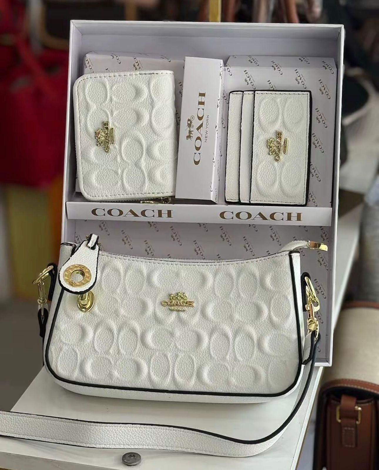 Set De Cartera Coach 3 Piezas en Blanco