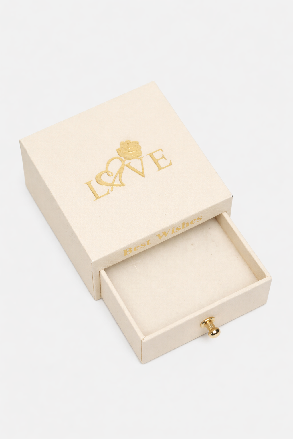 Caja Para Joyeria Rígida Con La Palabra Love Color Crema