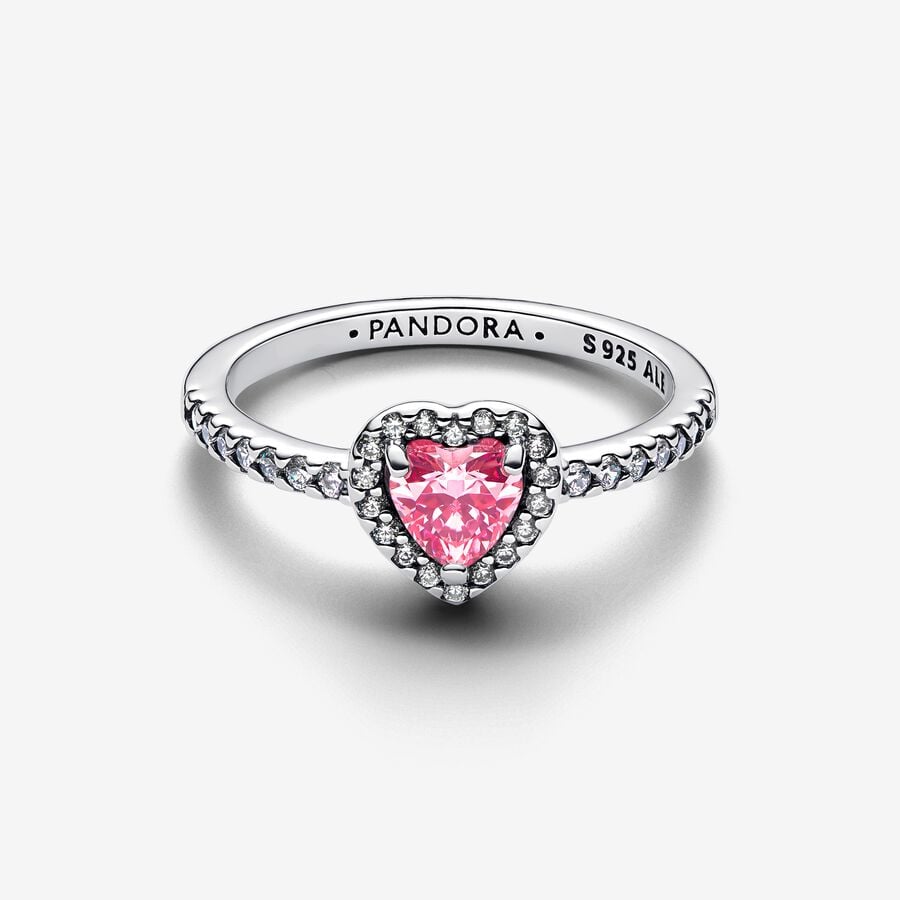Anillo Pandora Corazón Rosa Brillante