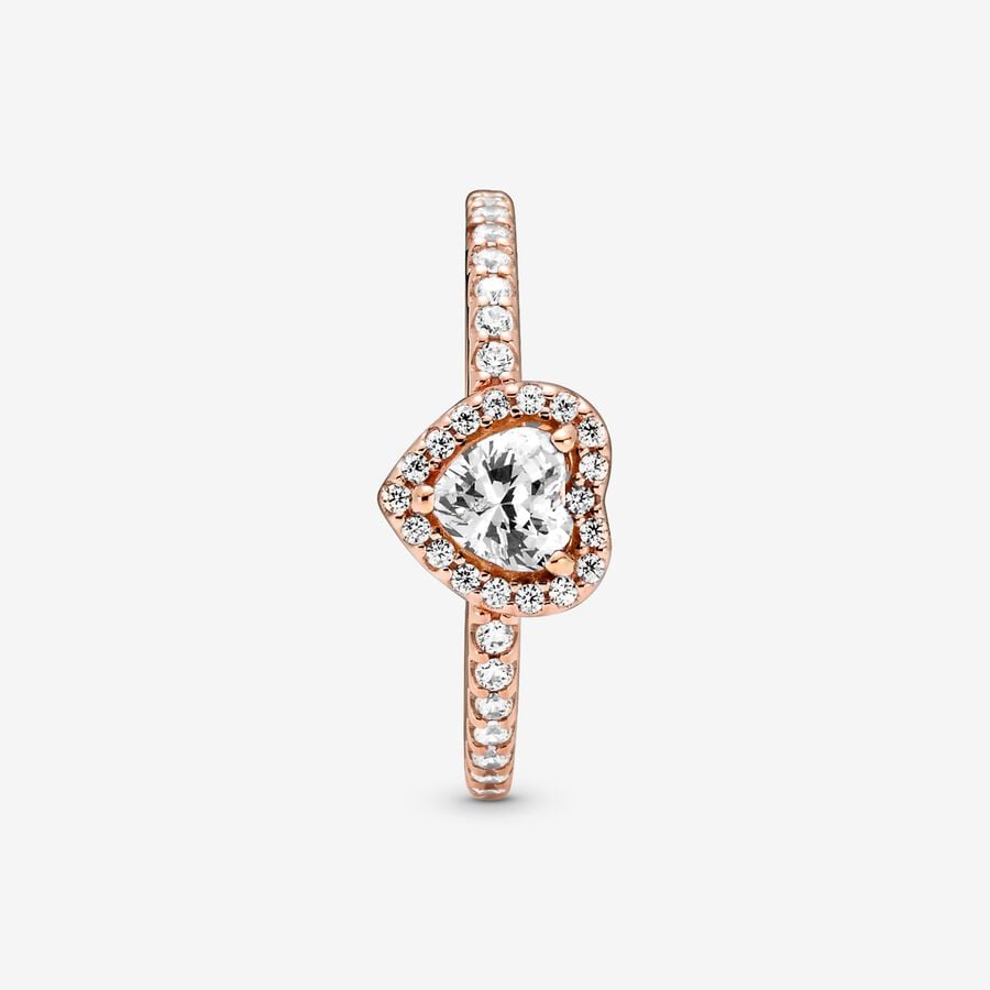 Anillo Pandora Corazón Blanco Brillante en Rose Gold