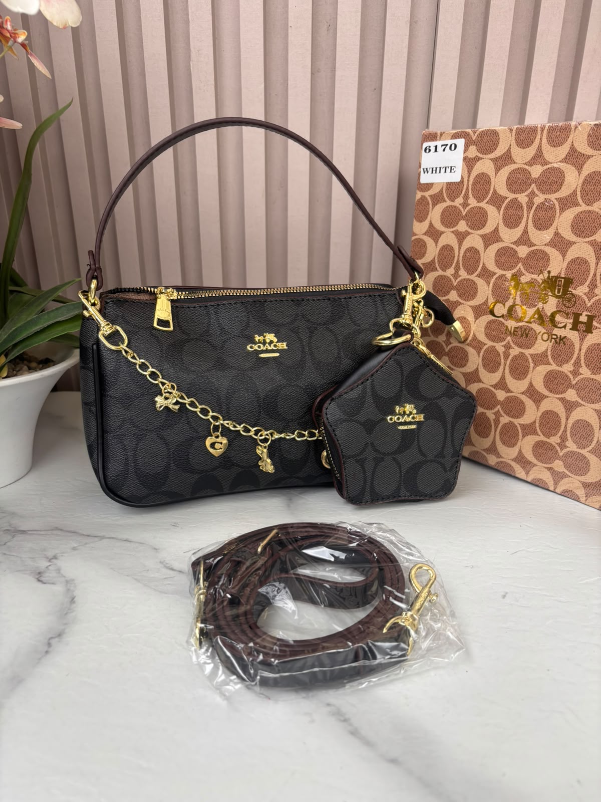 Cartera Coach Nolita Marrón Oscuro con Monedero De Estrella (con caja)