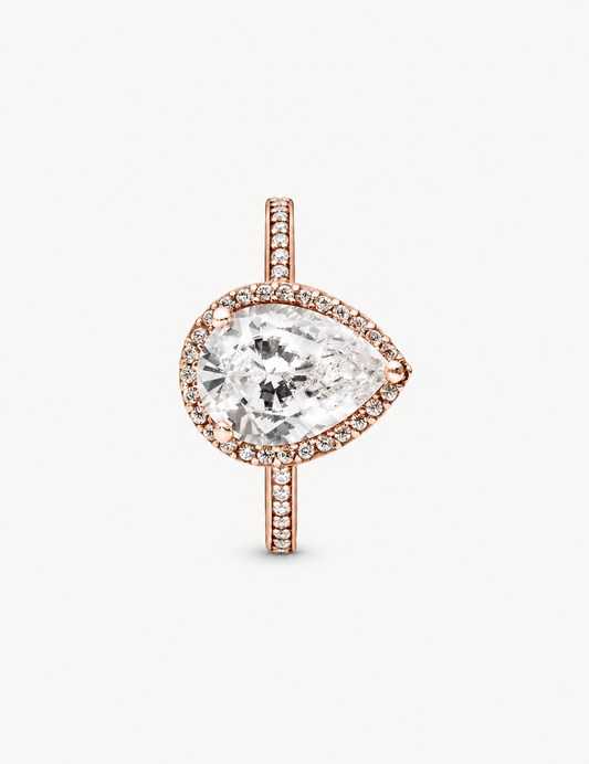 Anillo Pandora con Halo Brillante En Forma De Gota Rose Gold