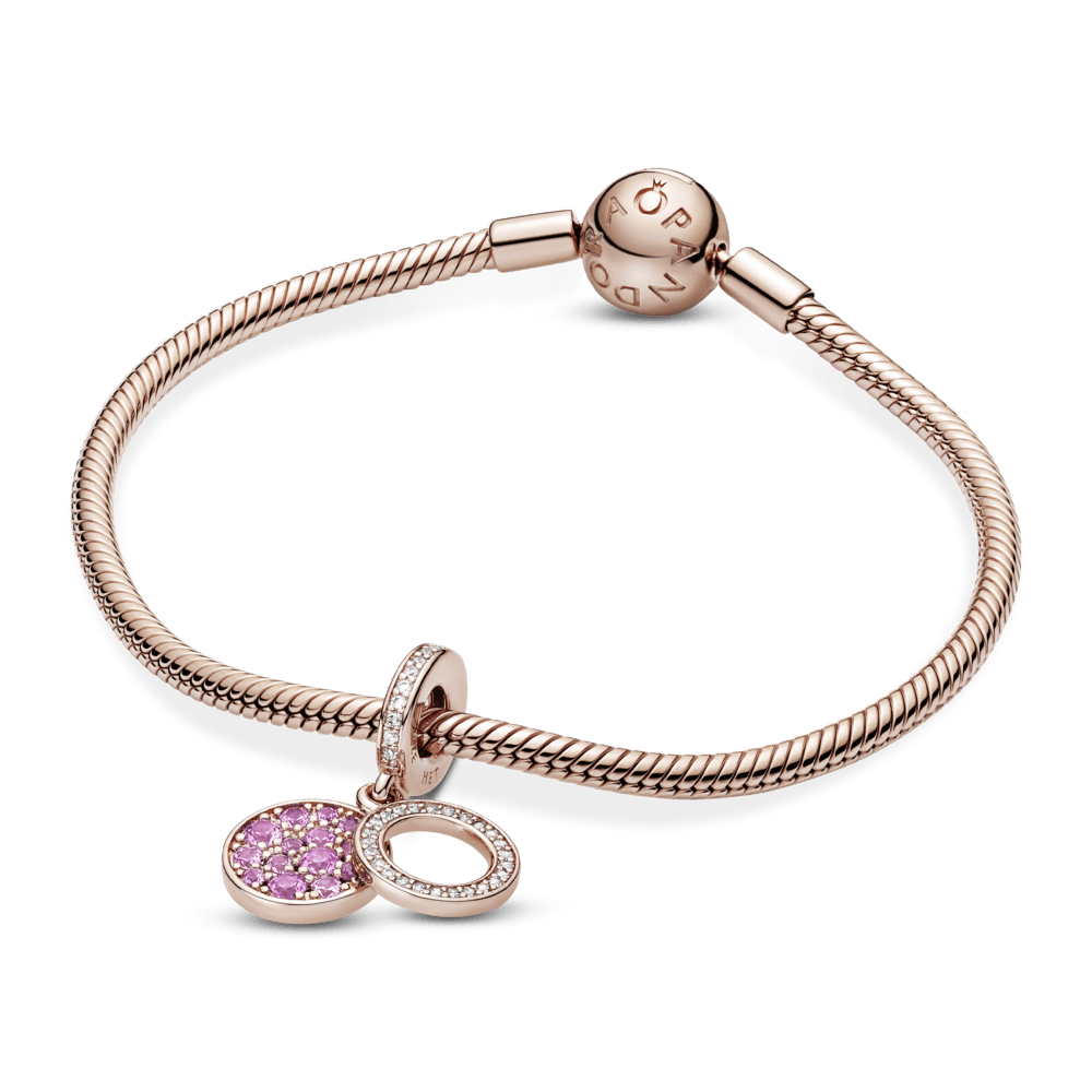 Charm Pandora Colgante Doble Disco Rosa Brillante