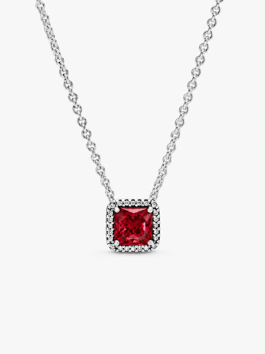 Collar Pandora Cuadrado Elegancia Atemporal Rojo