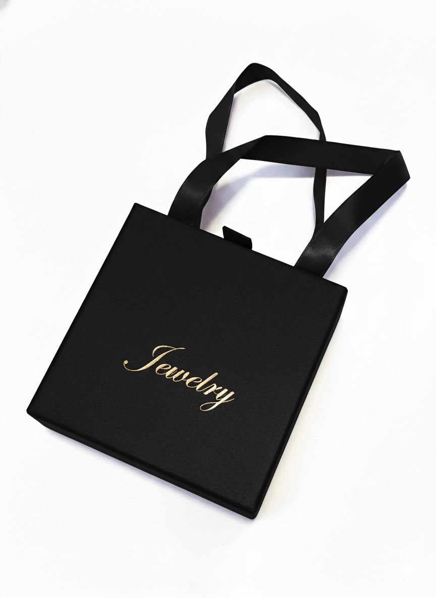 Caja de Regalo Estilo Cartera Para Joyas Color Negro