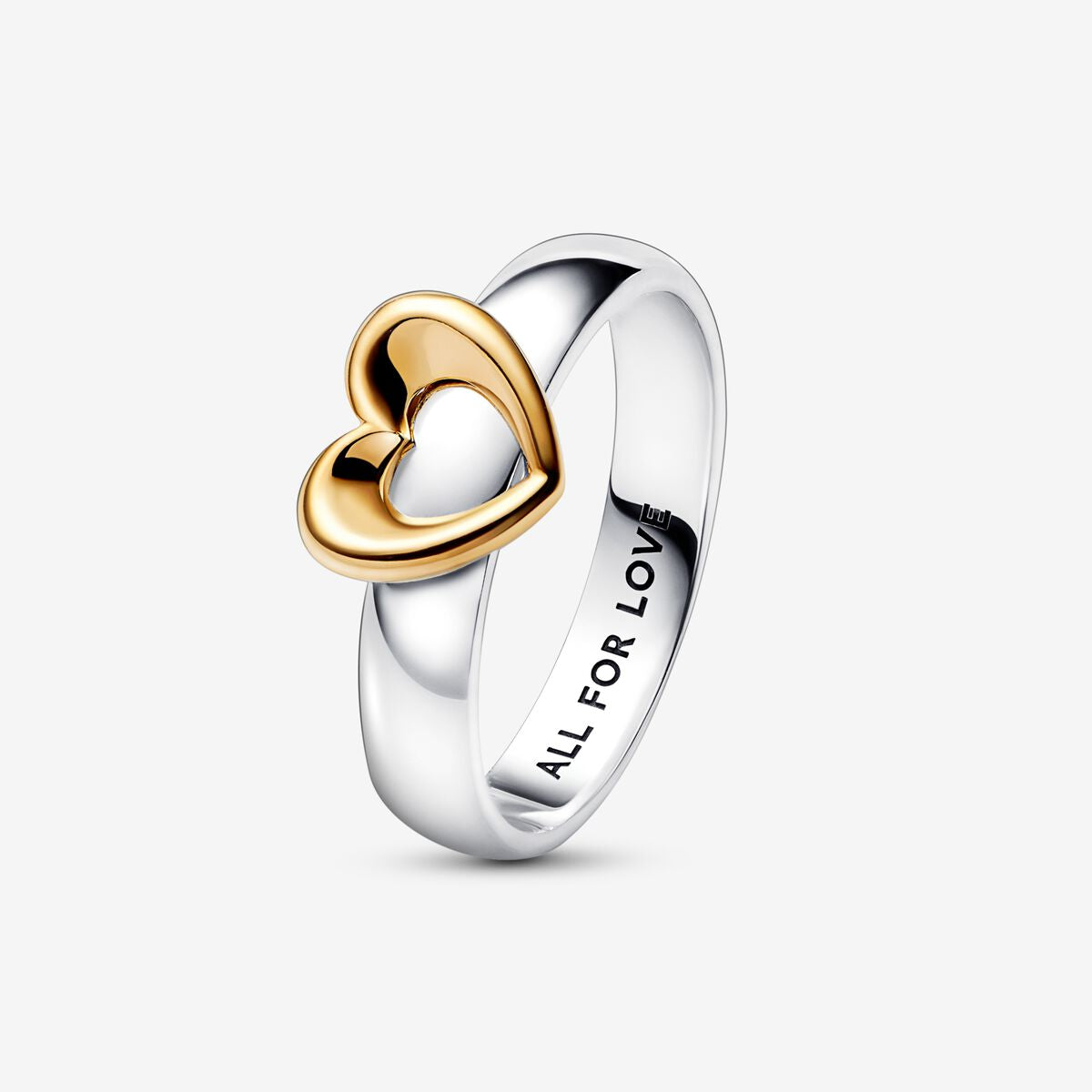 Anillo Pandora Corazón Radiante Deslizante Dos Tonos