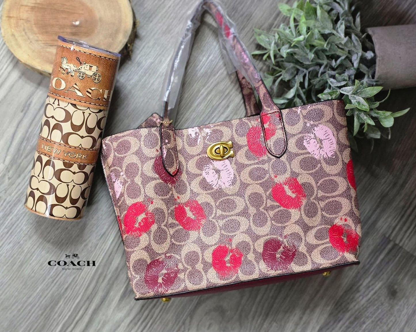 Cartera Coach Mediana Café Con Besos
