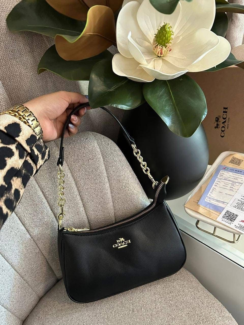 Cartera Coach Teri Negra Con Strap Largo