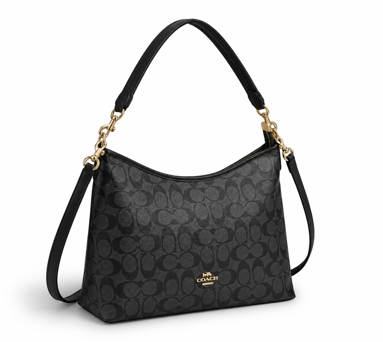 Cartera Coach Laurel en lona de firma color negro