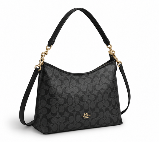Cartera Coach Laurel en lona de firma color negro