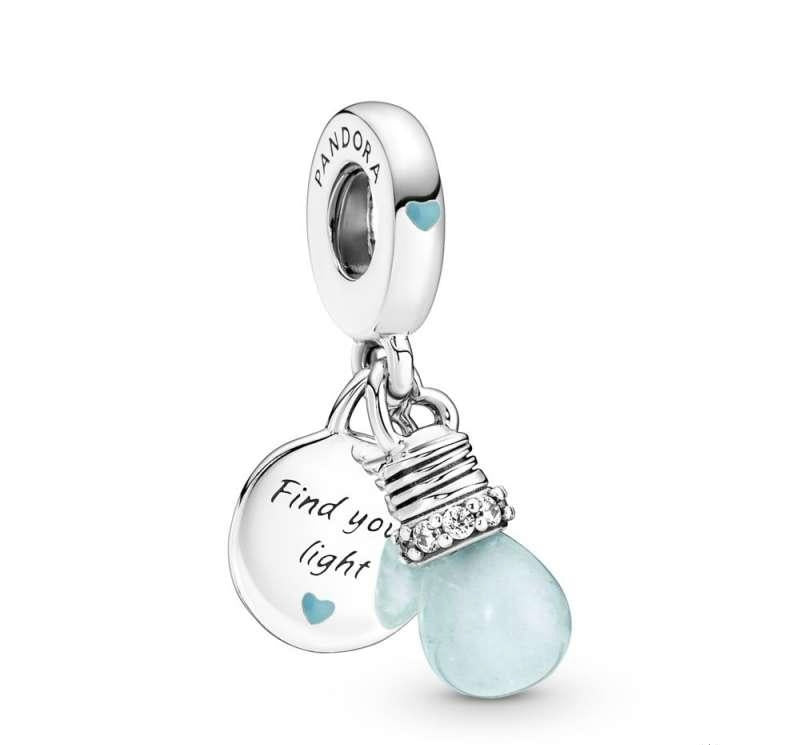 Charm Pandora Colgante Doble Con Bombilla Que Brilla En La Oscuridad