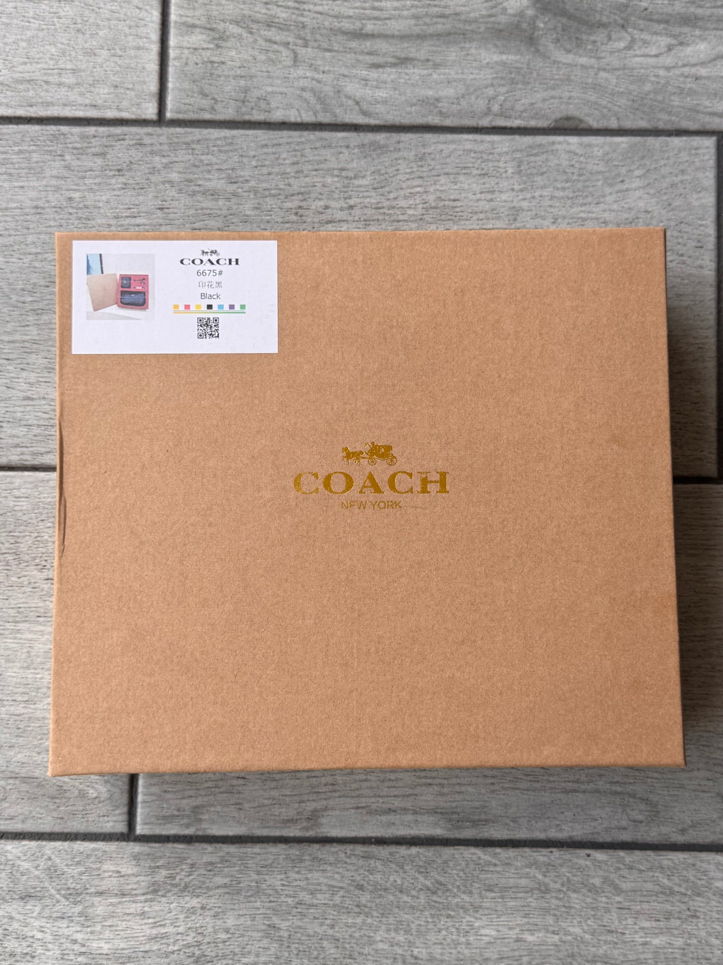 Set De Cartera Coach Con Monedero Negro Charms Y Caja