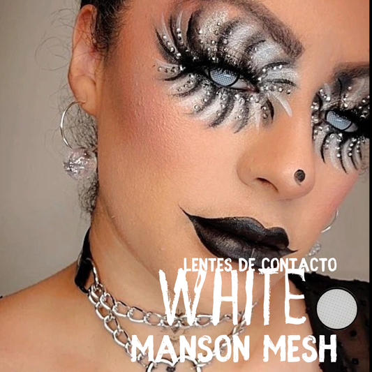 Lentes De Contacto Meetone Halloween Tono White Manson Mesh