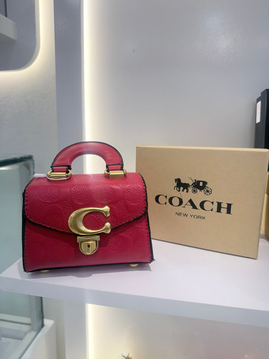 Cartera Mini Coach Sammy Top Handle 12 Khaki Rojo Con Caja