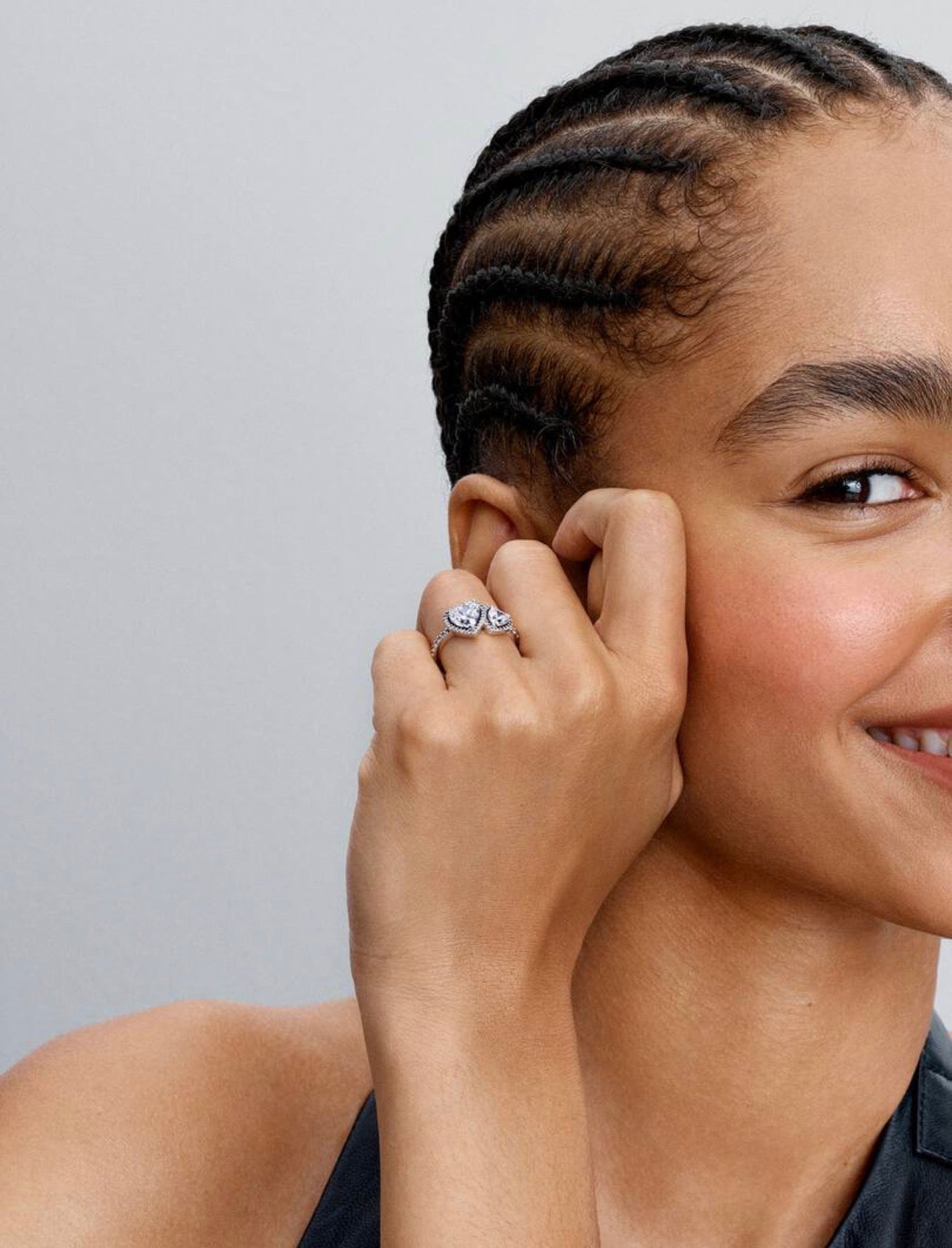 Anillo Pandora Doble Corazon Halo Brillante