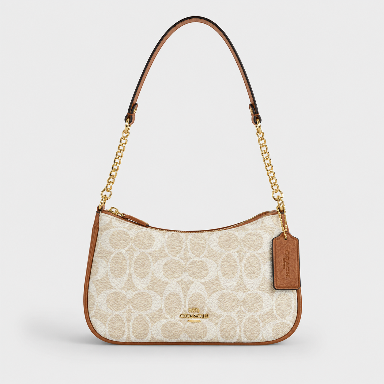 Cartera Coach De Hombro Mediana Teri Color Khaki Beige