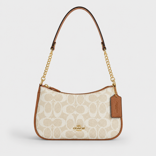 Cartera Coach De Hombro Mediana Teri Color Khaki Beige