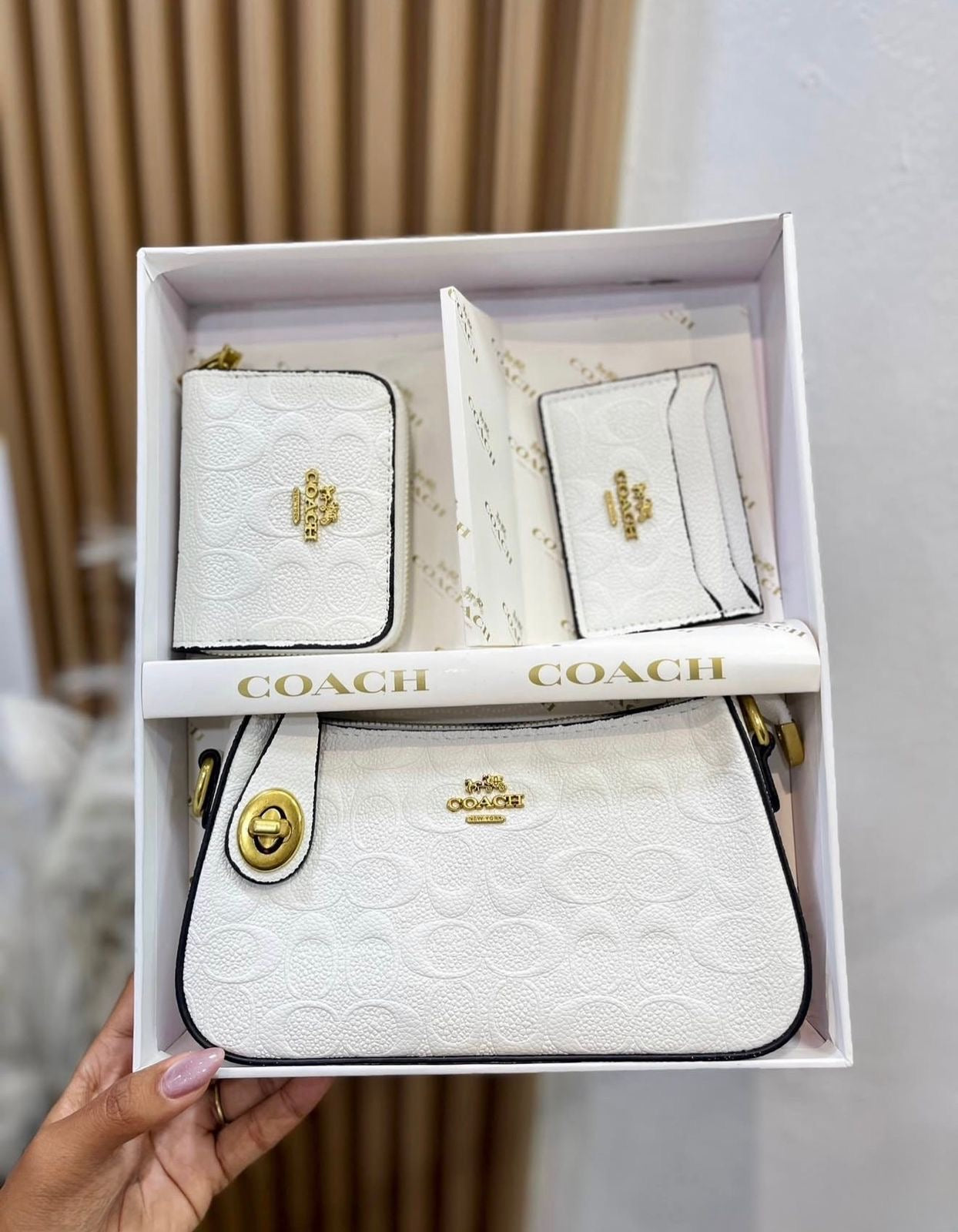 Set De Cartera Coach 3 Piezas en Blanco