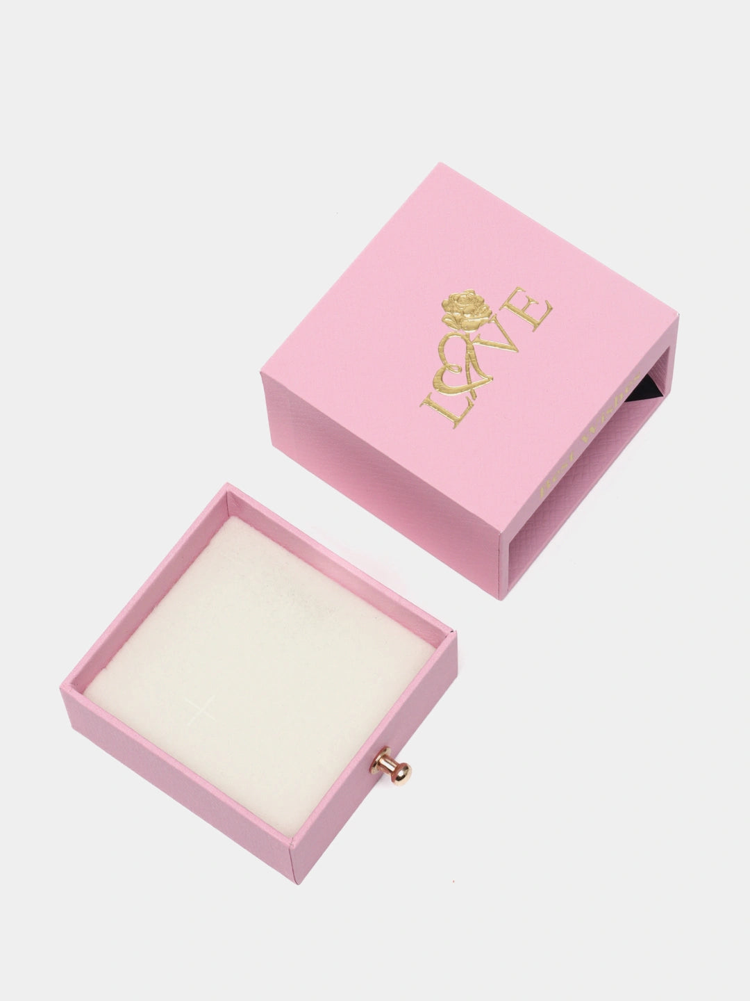 Caja Para Joyeria Rígida Con La Palabra Love Color Rosa