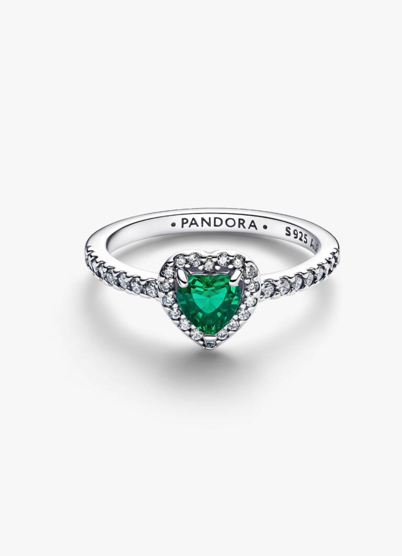 Anillo Pandora Corazón Verde Brillante