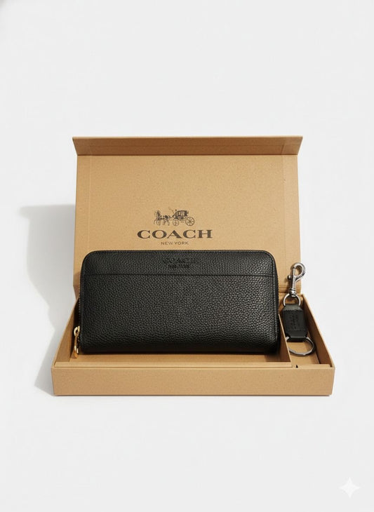 Monedero Coach Negro Con Llavero