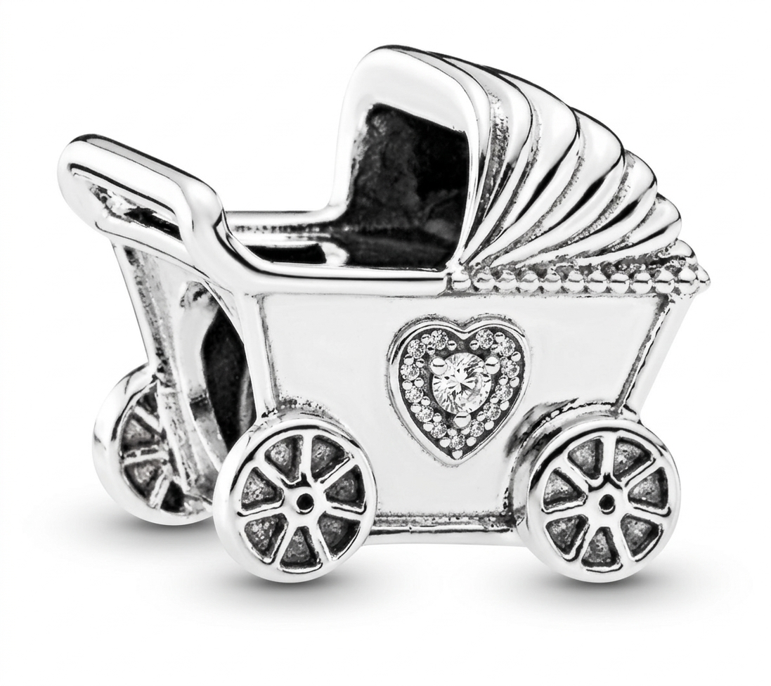 Charm Pandora de Cochecito de Bebé Con Corazón
