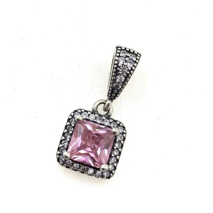 Charm Pandora Colgante Cuadrado Rosa Brillante