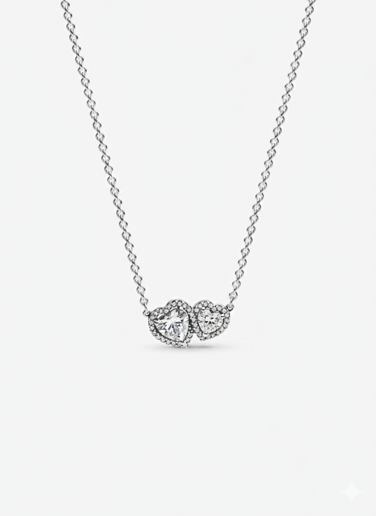 Collar Pandora Halo Corazones blanco