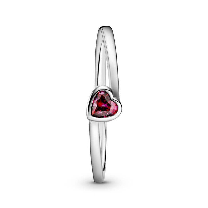 Anillo Pandora Corazón Solitario Rojo