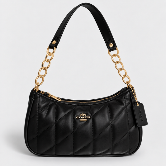 Cartera Coach Teri De Hombro Acolchonada Negra