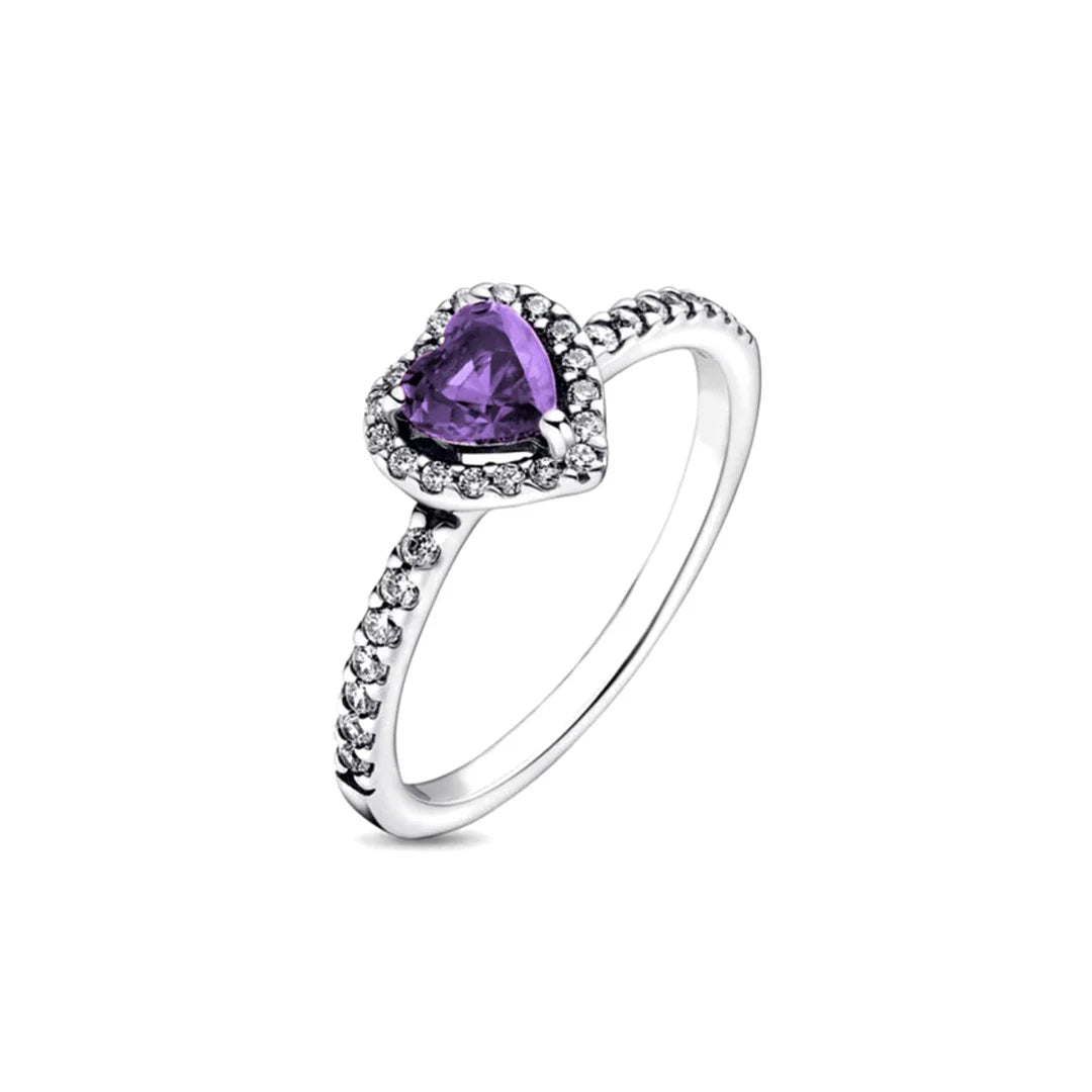 Anillo Pandora Corazón Morado Brillante